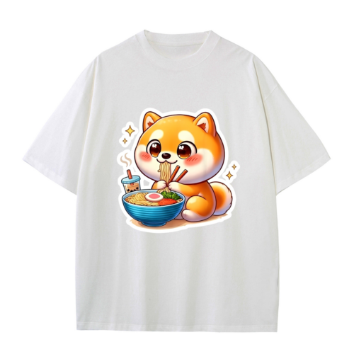 Shiba Inu Eat Noodles – Cute Kawaii Dog Graphic T-Shirt